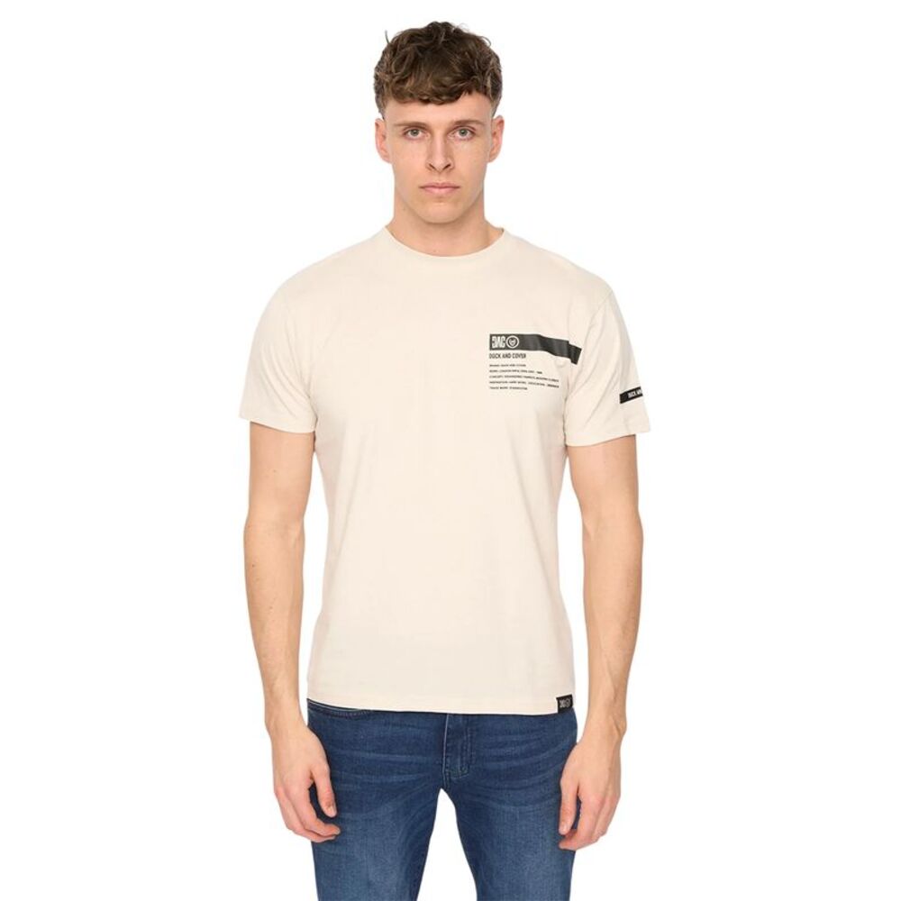 Duck and Cover Mens Tatick Brushed Cotton T-Shirt / Light Stone